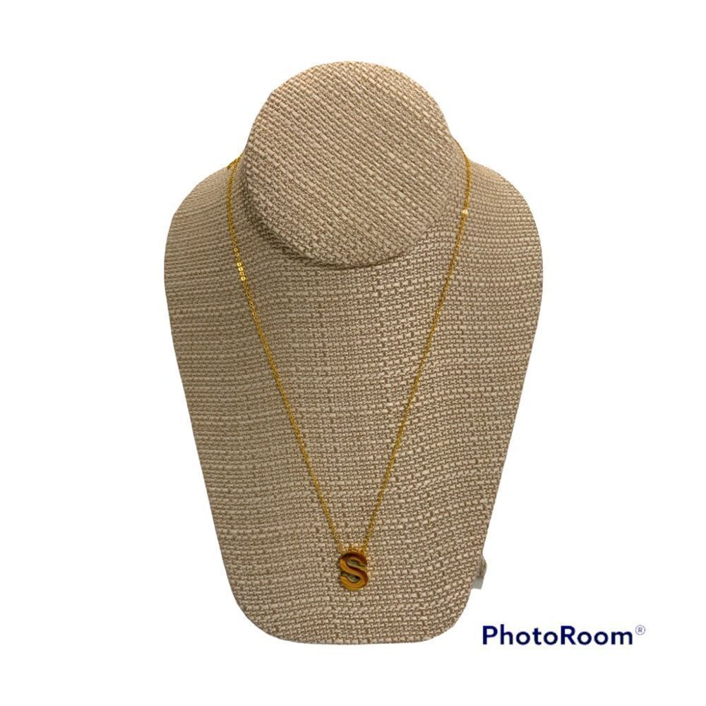 NWT Personalized Stainless Steel S initial  necklace Gold Tone Color S